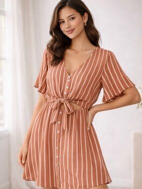 Abercrombie & Fitch Striped Button-Front Dress